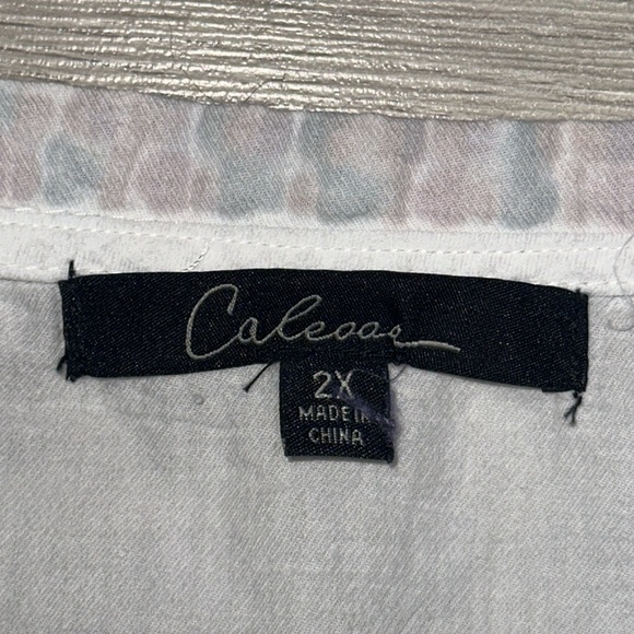 CALESSA Floral Embroidery 3/4 Sleeve V-Neck Blouse Size 2X - Picture 3 of 4